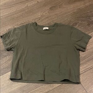 Aritzia Dark Green Short Sleeve Crop Top